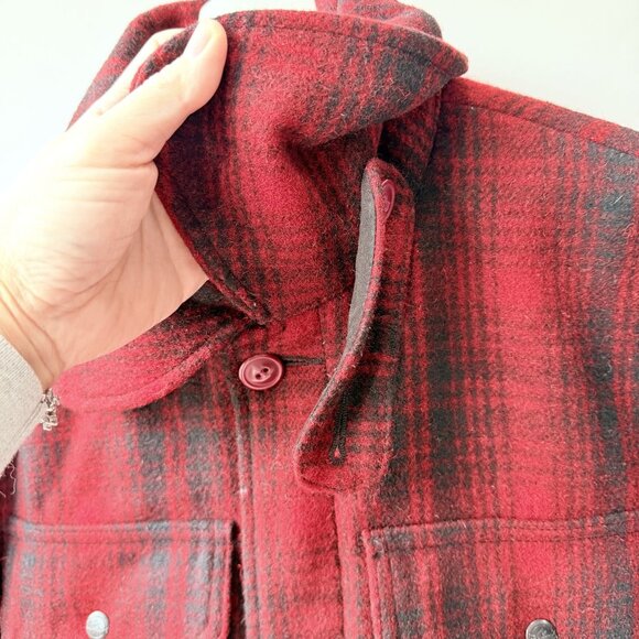 Woolrich Classic Mackinaw Hunt wool Coat Red Black Plaid Men’s Size M - Picture 5 of 13
